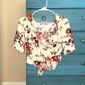 Floral low cut blouse